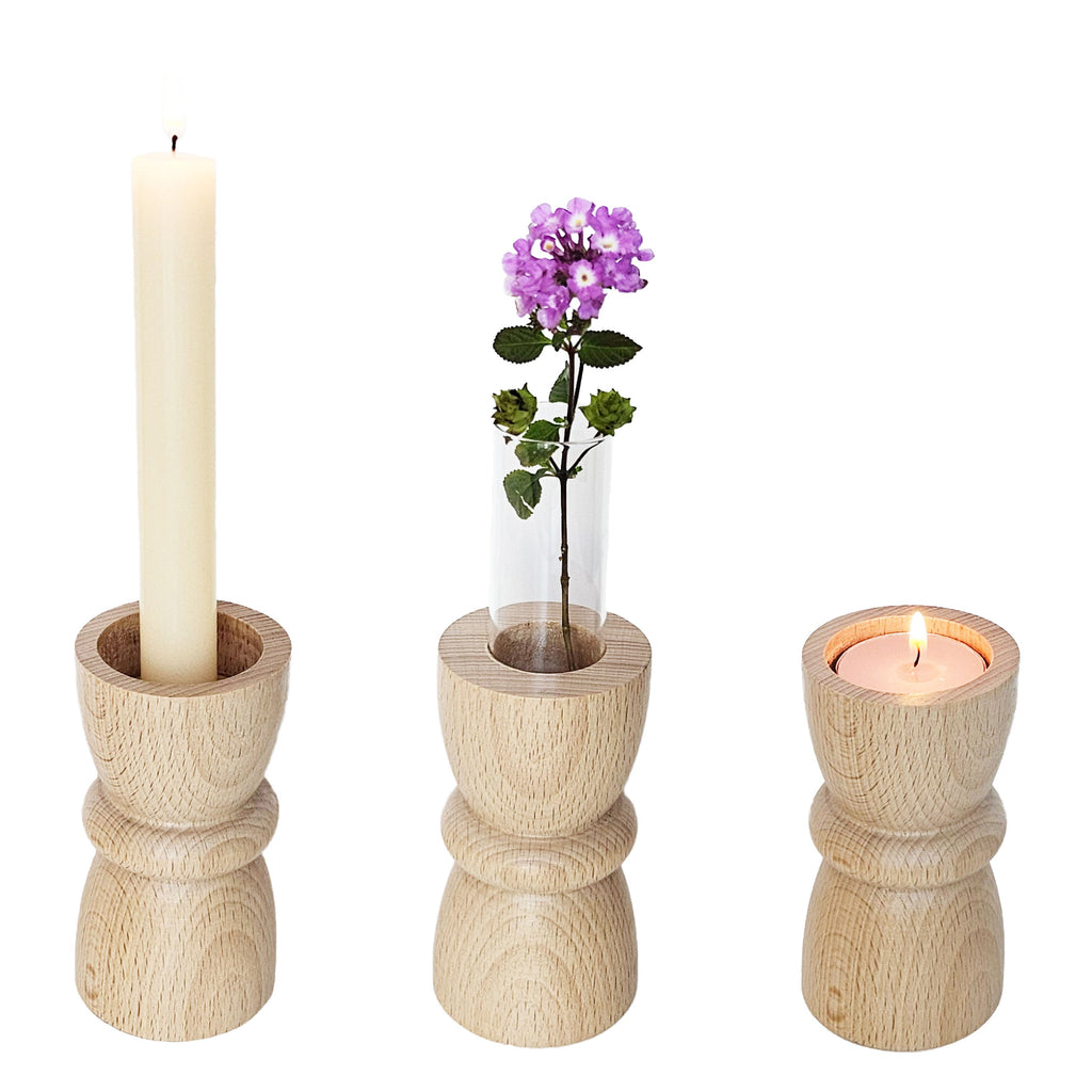 Vira 3 in 1 - Pure Wood III - Candle Holder / Tea Light Holder / Vase