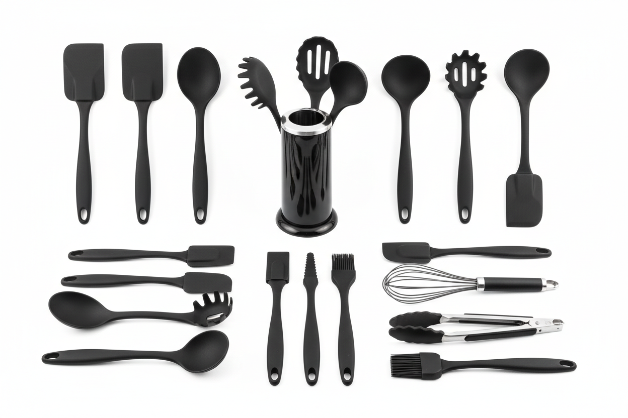 Conjunto de Espátula Antiaderente 12 Unidades - Preto