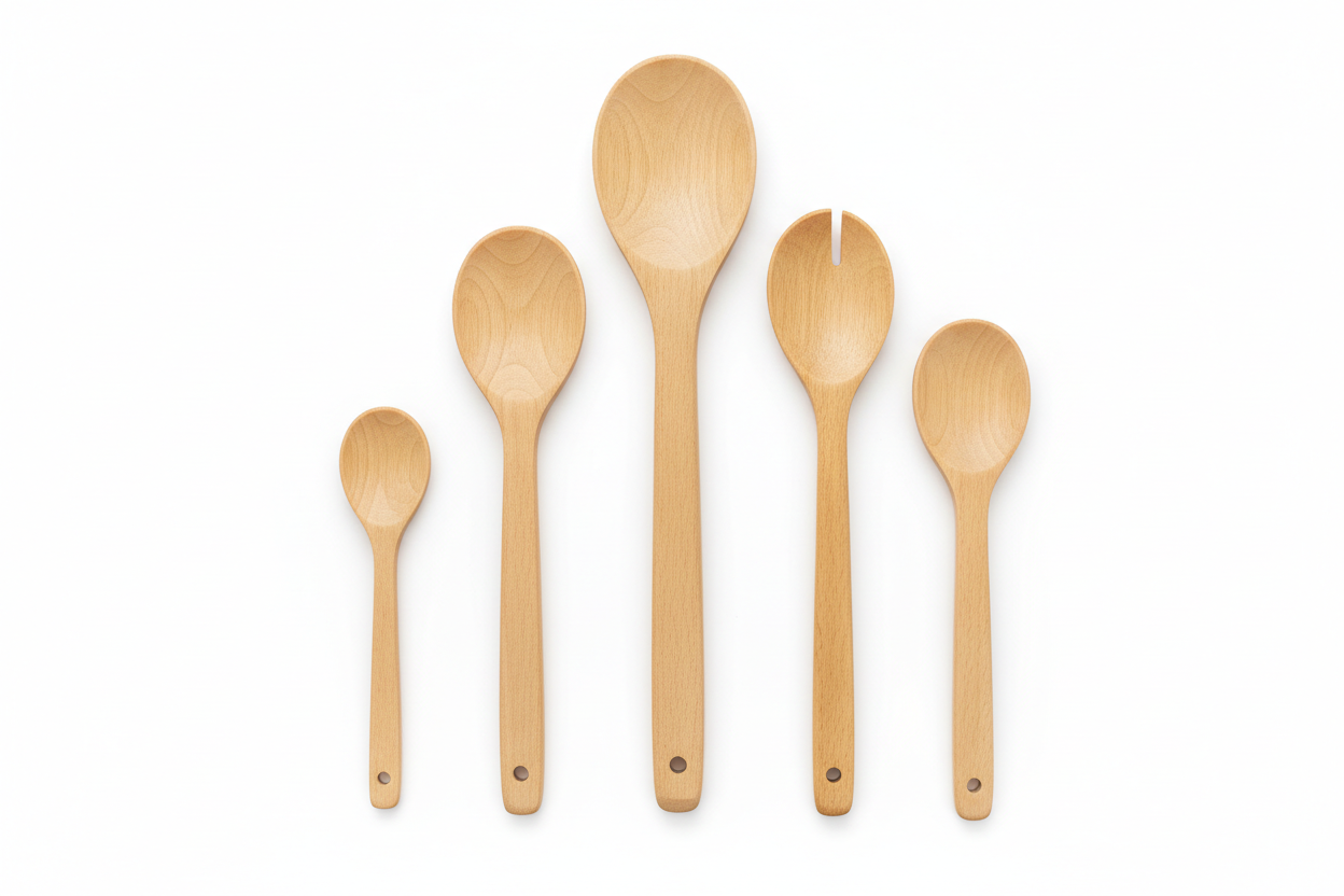 Conjunto de Colheres de Pau 5 Peças - Madeira Natural